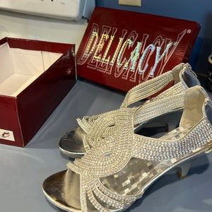 Rhinestone dress shoe. Zip back slip on stylish shoe